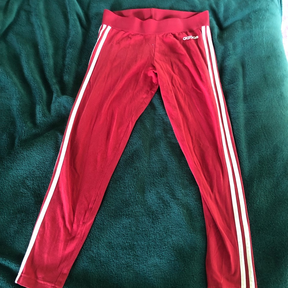 Red Adidas Leggings Medium